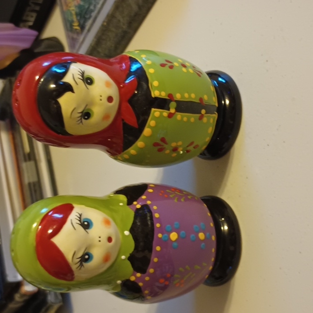 Pair of Matryoshka salt & pepper shakers.